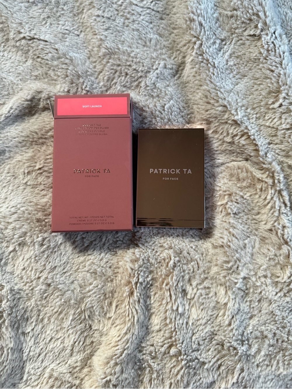 Patrick Ta Soft Launch Compact Highlighter in Pink & Brown Packaging